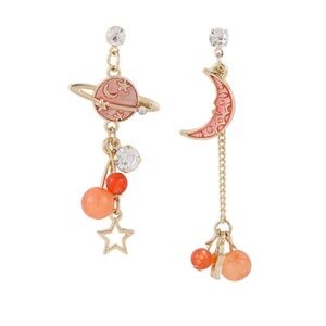 Gold and Orange Celestial Earrings
